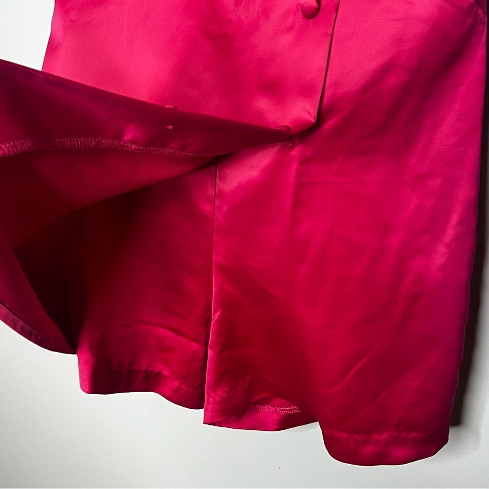 Karlie Hot Pink Satin Romper Skort High Neck Barbiecore Party Cottagecore Size M - Picture 6 of 8
